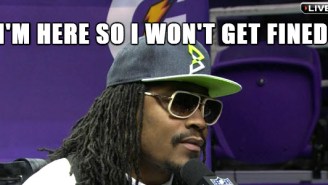 Here’s A Supercut Of Marshawn Lynch Saying ‘I’m Here So I Won’t Get Fined’ At Super Bowl Media Day