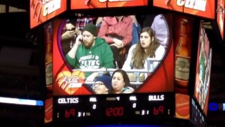 Watch Benny The Bull Steal A Kiss From A Celtics Fan’s Girlfriend On Kiss Cam