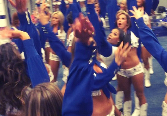 Dallas Cowboys cheerleaders celebrate in style after dominant victory