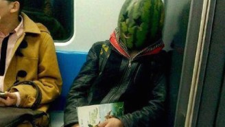 A Mystery Rider Has Been Riding The Beijing Subway With A Watermelon On His Head