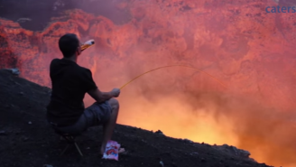 Watch This Guy Roast A Marshmallow Over An Active Volcano