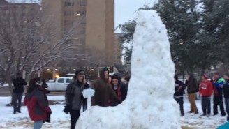 Witness The Tragedy Of A Giant Snow Penis Being Ruthlessly Demolished By A Bulldozer