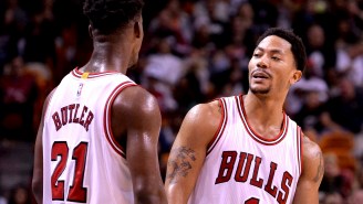 GIF: Derrick Rose To Jimmy Butler Alley-Oop