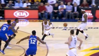 Timofey Mozgov Block Leads To LeBron James 3-Pointer Off Pretty Kyrie Irving Dish