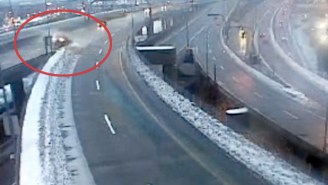 Watch This Insane Footage Of A Car Crashing From The Upper To Lower Deck Of Boston’s I-93