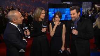 Jim Carrey Made An Awkward Brian Williams Joke On NBC’s #SNL40 Red Carpet