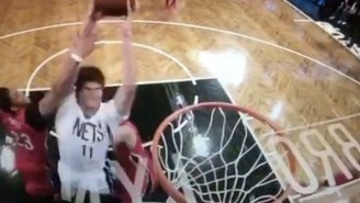 Brook Lopez Barely Gets Off The Ground For Two-Handed Dunk Past Anthony Davis