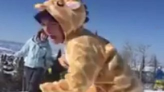 Here’s A Guy In A Giraffe Suit Videobombing Some Skiers In Colorado