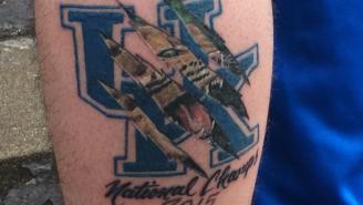 A Kentucky Basketball Fan Has Tempted Fate With A Giant ‘40-0’ Tattoo On His Leg