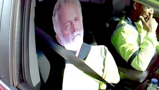 Somebody Tried To Use A Cardboard Cutout Of ‘The Most Interesting Man’ To Drive In The Carpool Lane