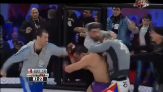 Watch The Corners Empty In This Insane Brawl During A Russian MMA Fight