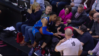Devin Harris Adorably High-Fives Two Young Fans After Diving For A Loose Ball