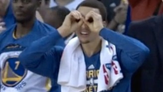 Steph Curry Adjusts His Binoculars For A Better Look At Shaun Livingston’s Dime