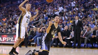 Unreal: Steph Curry Trips But Still Flips Up This Miraculous Layup