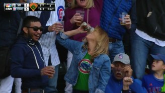 Watch This Woman Catch A Foul Ball In Her Cup Of Beer And Chug It