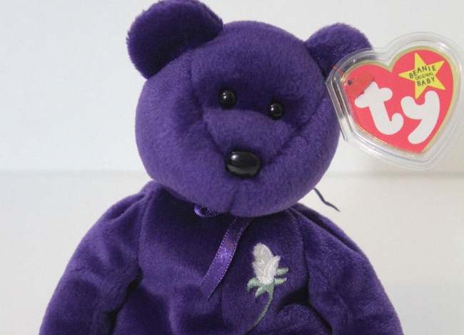 purple beanie baby with rose