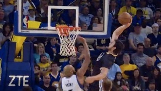 Andrew Bogut Finishes Soaring Alley-Oop From Steph Curry Over Adreian Payne