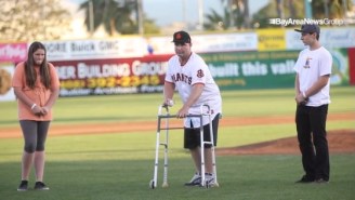 Beating Victim Bryan Stow Throws Out First Pitch At Minor League Game Four Years Later