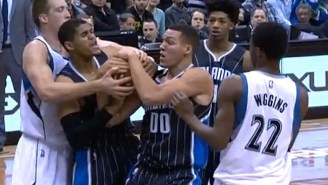 Magic Teammates Tobias Harris And Aaron Gordon Fight Each Other For An Offensive Board