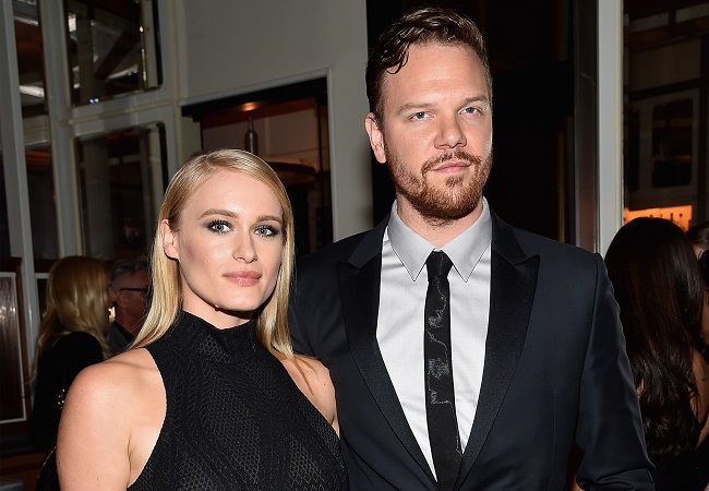 Leven Rambin (L) and Jim Parrack at "Fury" New York Premiere