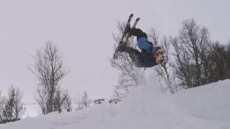 Watch These Two Men Combine For An Impressive Backflip On Skis