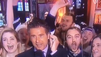 Watch This Winnipeg Jets Fan Pour An Entire Beer On His Head During A Live Broadcast