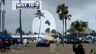A Bounce House In Florida Holding Three Kids Went Airborne After It Was Carried Off By A Tornado