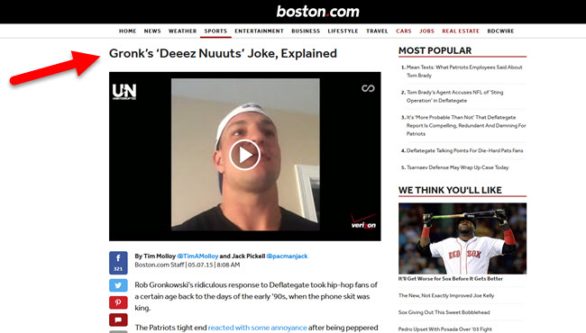 Boston Com Wants To Explain Rob Gronkowski S Deez Nuts Joke To You Uproxx