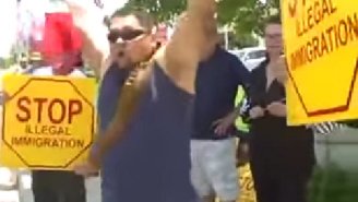 A Mexican Man Starts A One Person Dance Party During An Anti-Immigration Rally