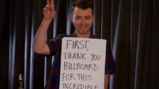 Sam Smith Spoofed ‘Love Actually’ In His Billboard Music Award Acceptance Speech