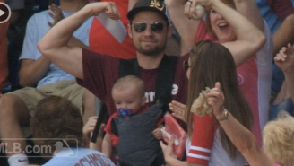Watch This Dad Catch A Foul Ball While Carrying A Baby On Mother’s Day
