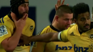This Rugby Player Messes Up A High-Five By Hitting Himself In The Face