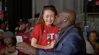 This Shaq Kiss Made A Young Hawks Fan Cry, But How Did Ernie Handle Shaq’s Lips?