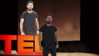 Shia LaBeouf Looks Constipated While Giving This Fake TED Talk