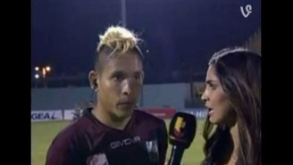 A Soccer Player Was Attacked By A Fan During A Live TV Interview