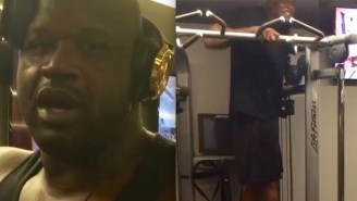 Watch Shaq Easily Lift Weights With Chris Webber Standing On The Machine
