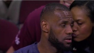 LeBron James Gets A Kiss From Mom After Hurting Himself On A Scary Fall