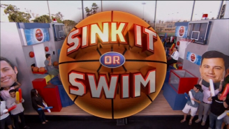 Adam Sandler Made Short Work Of Jimmy Kimmel In A ‘Sink It Or Swim’ Shooting Contest