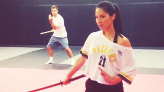 Olivia Munn Demonstrates Why She Was Cast In ‘X-Men’ (With Help From Aaron Rodgers)