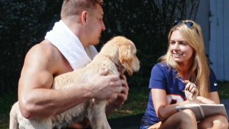 Watch This Bizarre Interview With A Shirtless Rob Gronkowski Holding A Puppy