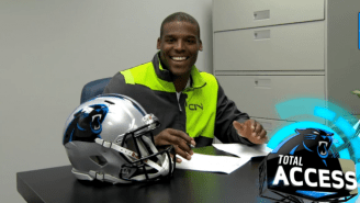 Watch Cam Newton’s Hilarious Shimmy After Signing His New Contract