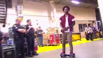 J.R. Smith Arrives To Game 4 Of The NBA Finals On A Hovertrax