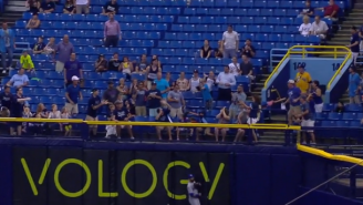 This Little Kid Catches A Home Run While His Lame Dad Hides Away