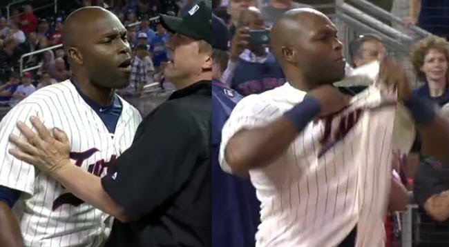 Watch Torii Hunter throw a fit (and his jersey) after striking out