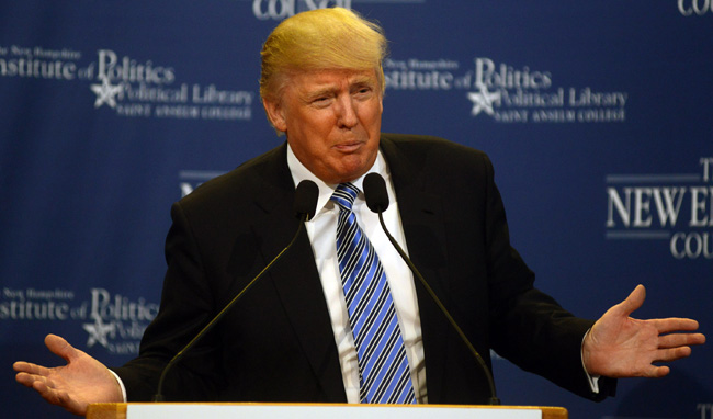 Donald Trump Speaks At Politics & Eggs Event In New Hampshire