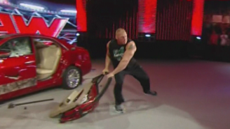 Watch Brock Lesnar Hurl A Car Door Into The Crowd On Raw And Hit A Fan