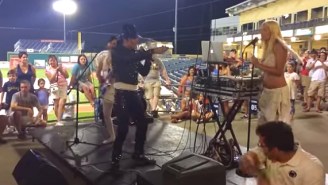 Watch Corey Feldman’s Super Weird Performance At A Minor League Baseball Game