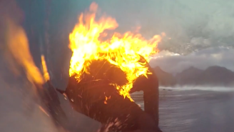 A Surfer Lit Himself On Fire And Rode A Massive Wave, Just Because
