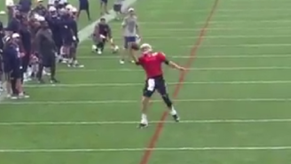 Tom Brady Made A One-Handed TD Catch Because It’s Training Camp
