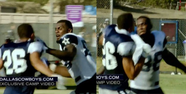 Cowboys WR Dez Bryant throws several punches at CB Tyler Patmon in training  camp fight that wouldn't end